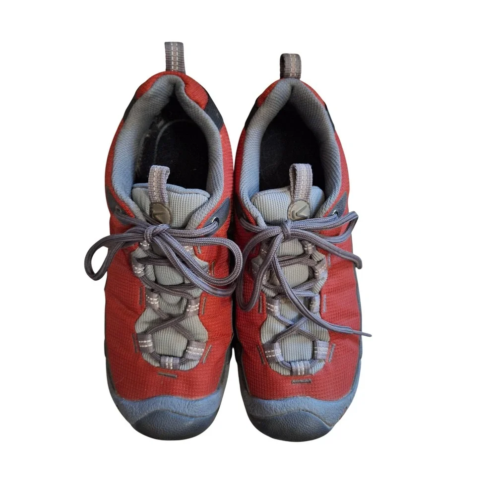 KEEN Womens Red Black Mesh Low Top Hiking Shoes Trail Walking Sneakers Size 7.5
